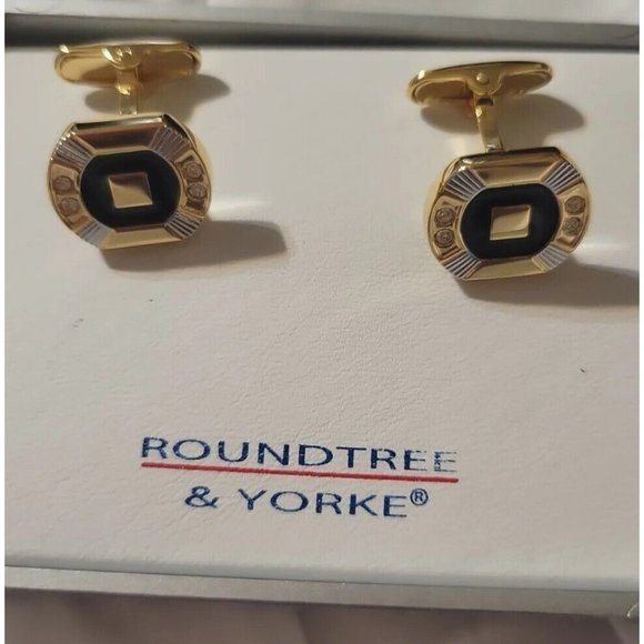 Roundtree & Yorke Other - New In Box Vintage Roundtree & Yorke Formal Black Stone / Gold Cufflinks